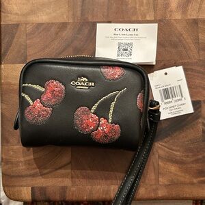 Authentic Coach Pouch Wristlet With Cherry Print NWT